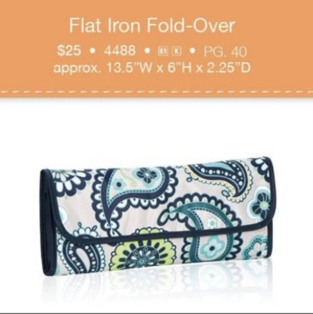 THIRTY‎ ONE insulated flat Curling ron Travel Case Navy Paisley Floral Print